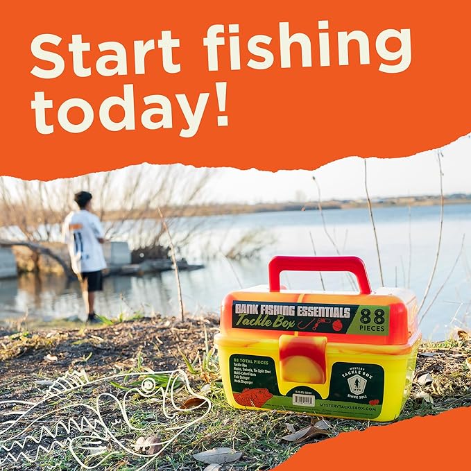 Catch Co Mystery Tackle Box Bank Fishing Essentials - 88 Pieces - Small Tackle Box