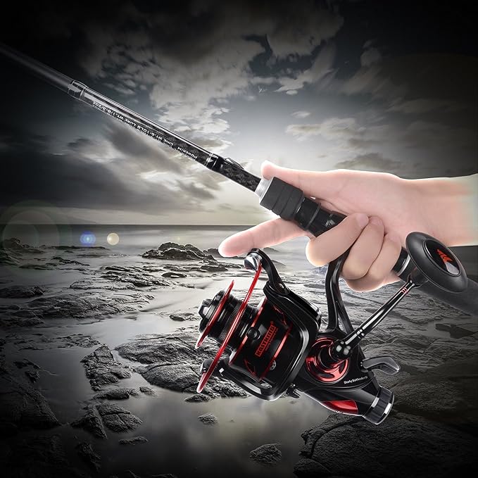 KastKing Sharky Baitfeeder III Spinning Reel 10+1 Shielded Stainless Steel BB - Carbon Fiber Drag for Live Liner Bait Fishing Action