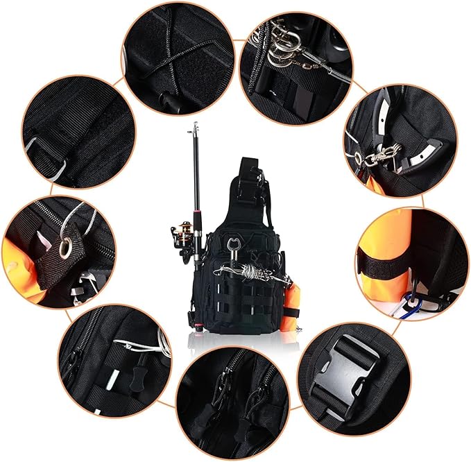 Aertiavty Fishing Backpack, Fishing Bag with Tackle Box, Compact Fishing Tackle Bag, Fishing Tackle Backpack with Rod Holder for Outdoor Sport Fishing Gifts for Men Women