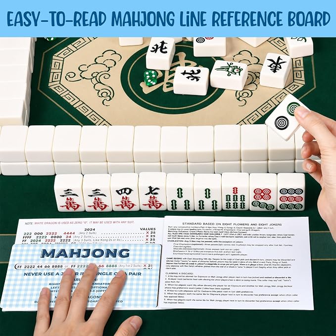 4 Pack Mahjong Line Reader with Rules, Wooden 2026 Mahjong Line Finder, Instructions for Beginners, Mah Jongg Accessories, Mah Jongg Gifts for Women