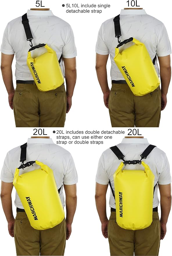 MARCHWAY Floating Waterproof Dry Bag Backpack 5L/10L/20L/30L/40L, Roll Top Sack Keeps Gear Dry for Kayaking, Rafting, Boating, Swimming, Camping, Hiking, Beach, Fishing