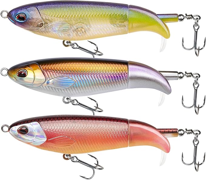 TRUSCEND Popobait Easy Catch Fishing Lures with BKK Hooks, Instant Startup, Longer Cast, Balanced Spray/Sound/Swim, Plopper Topwater Lures for Bass, Trout, Pike, Walleye, Freshwater Saltwater Fishing
