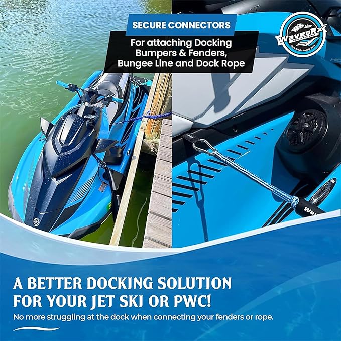 WavesRx Soft Loops Jet Ski Cleats | Secure Loop Straps for Attaching Docking Bumpers, Fenders, Anchoring Line, Bungee & Dock Rope to your Jetski | Must-Have PWC Accessory for Your Waverunner or Seadoo