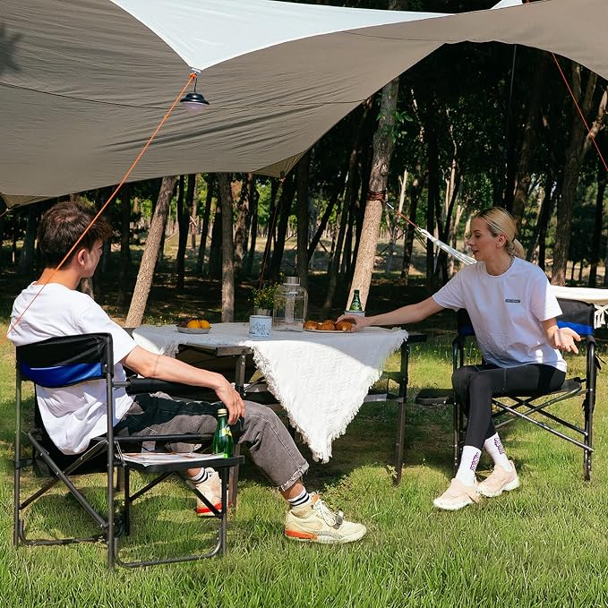 KingCamp 2-Pack Directors Camping Chair with Padded Folding Portable Seats, Blue