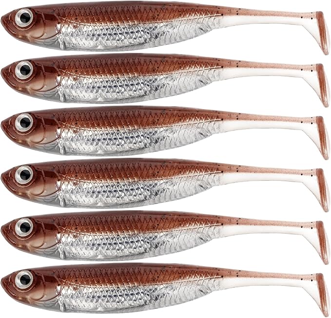 QualyQualy Soft Plastic Swimbait Paddle Tail Shad Lure Soft Bass Shad Bait Minnow Paddle Tail Swim Bait for Bass Trout Walleye Crappie - 2.75in, 3.14in, 3.94in, 5in