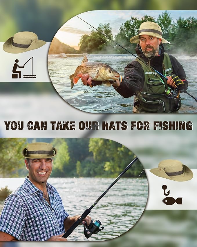 Foaincore Safari Hats Wide Brim Boonie Bucket Hats Sun Protection Summer Fishing Hat for Men Women Hunting Hiking