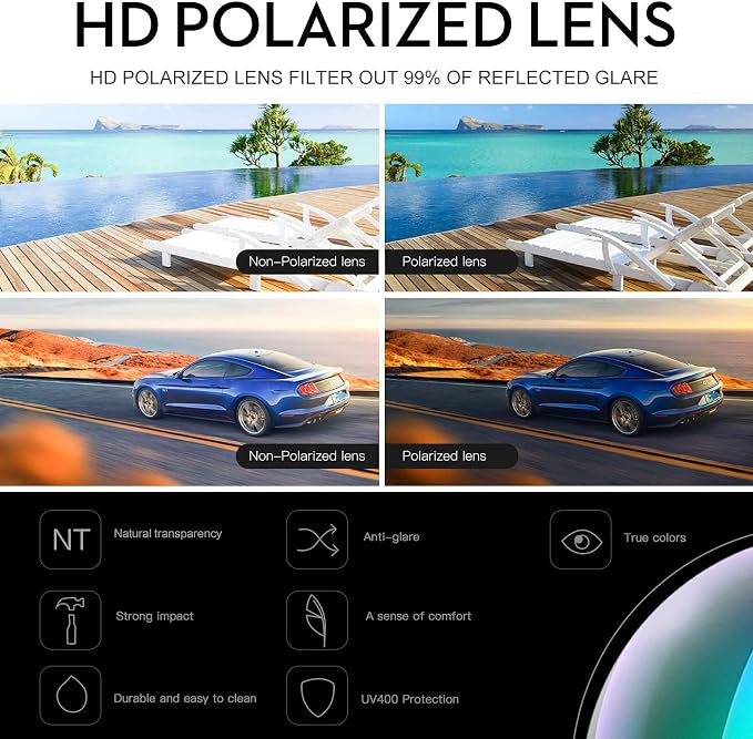 DUCO Polarized Sports Sunglasses for Men Women: UV400 Protection 24g Wrap Around Glasses for Baseball Running Hiking DC0023