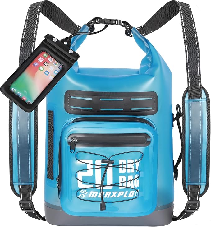 MORXPLOR Dry Bag Waterproof,5L/10L/20L/30L/40L/55L Roll Top Dry Bag Backpack with WaterProof Phone Case for Swim,Kayak