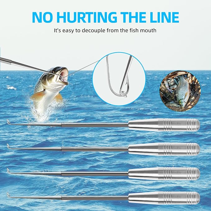 Fish Hook Remover Tool,Fishing Hook Quick Removal Device,Fishing Gear Security Extractor Equipment Kits for Adult,Hook Extractor Accessories Tools with Storage Tube,4Pcs