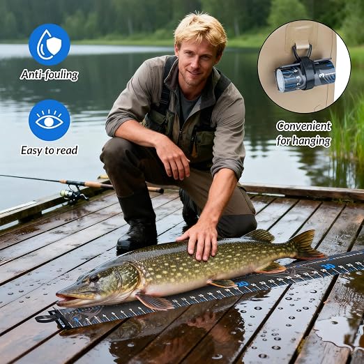 THKFISH 59 * 3.15" Fish Ruler with Measuring Board, Portable Waterproof Roll Up Fish Tape Measure for Boat, Kayak, Yacht and Workbench