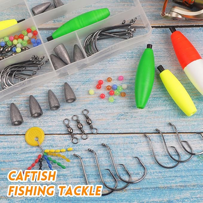 Catfish Rig Catfishing Tackle Making Kit Santee Cooper Rig with Catfish Floats Rattling Line Float Lures Peg Float Bobbers Catfish Hooks Swivels Catfish Sinker Weights Fishing Rattle Bells