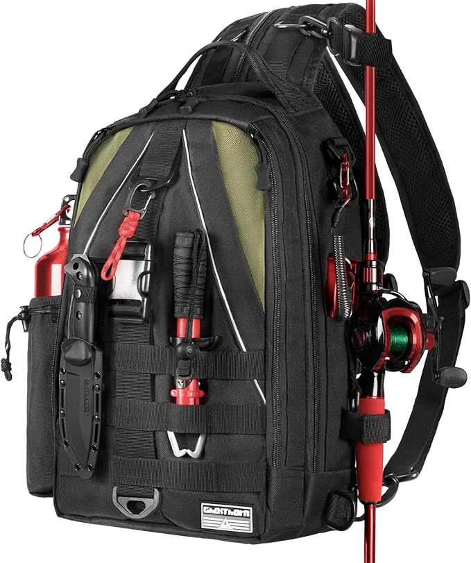 Ghosthorn Fishing Backpack Waterproof Tackle Bag Sling Bag Gift