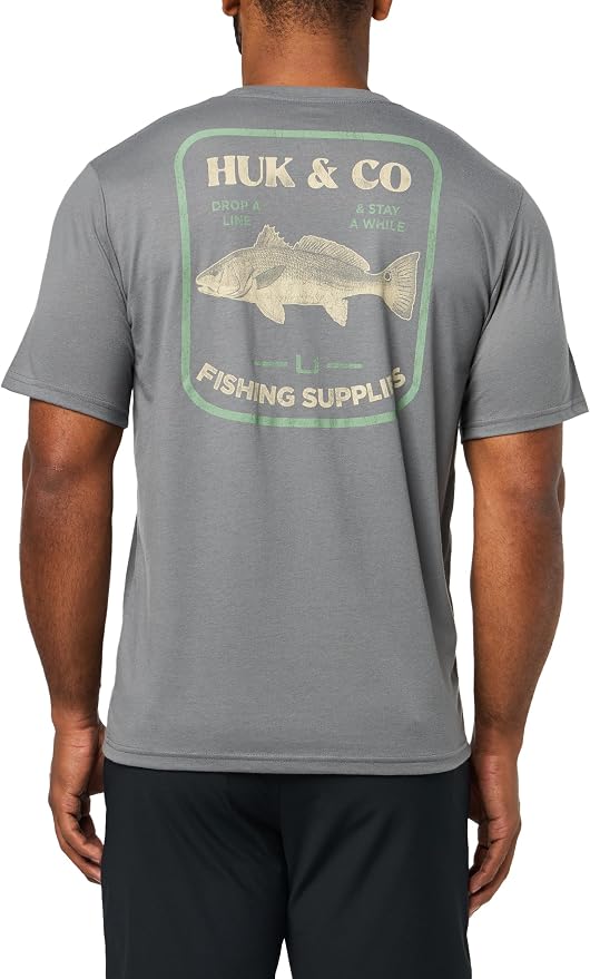 HUK Mens Performance Fishing Logo Tee, Short Sleeve T-Shirt for Men