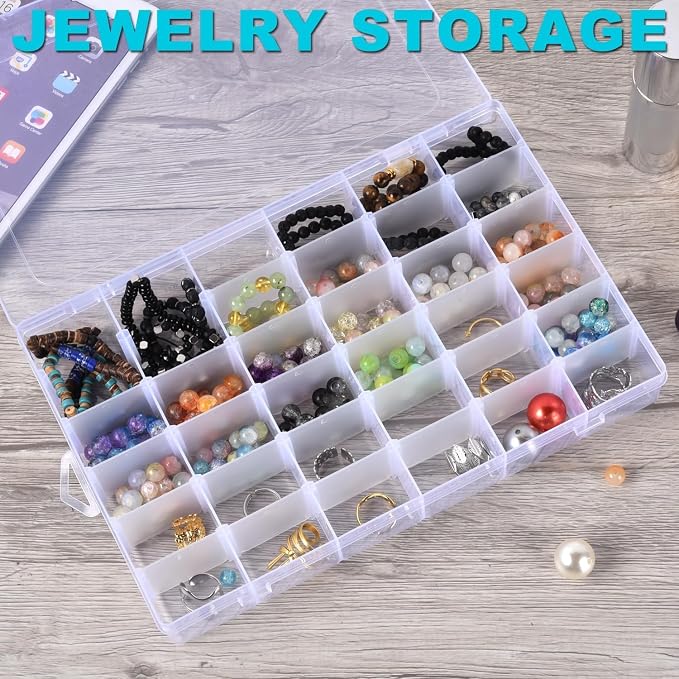 Clear Visible Plastic Storage Box with Removable Dividers, 36 Grids, Suitable for Jewelry, Screws Hardware Accessories Organizer, Crafts, Fishing Tackle