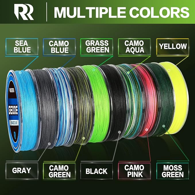 Geode Braided Fishing Line, Super Strong Power Braid Lines for Saltwater and Freshwater Fish 8-50lb, 150yds/300yds/500yds/1000yds