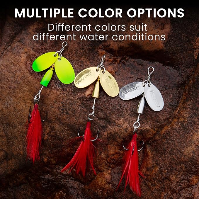 TRUSCEND Vibespinner Easy Catch Fishing Lures with BKK Hooks, Tail Spinner Baits with 4 Actions, Vibrating Swimming Flashing & Jigging for More Bites, Spoon Lures for Bass Trout Crappie Walleye Pike