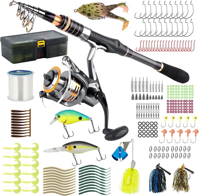 Dr.Fish Fishing Rod and Reel Combo Telescopic Fishing Pole 6-9.8ft Collapsible Spinning Rod 3000 Reel Bass Gear Equipment Freshwater