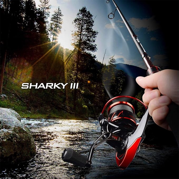 KastKing Sharky Spinning Reel – 5.2:1 & 6.2:1 Gear Ratios, Carbon Fiber Drag 33–39.5LB, 10+1 Stainless Bearings, Lightweight Nylitech Body, Oversize Shaft, for Saltwater & Freshwater