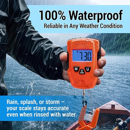 Fish Scale Digital Fishing Scale with Lip Gripper & Replaceable Hook, Auto Unit Recall, 110 lb Capacity, Memory & Total, Multi-Mode lb/oz/kg with LCD Display, Fishing Gift for Men