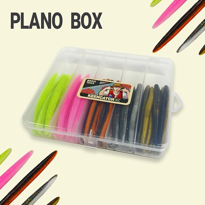 Senko Worms for Bass Fishing, Wacky Worms, Reaction Lure, Soft Plastic Bait for Ned rig, Fishing Lure Kit for Freshwater Bass