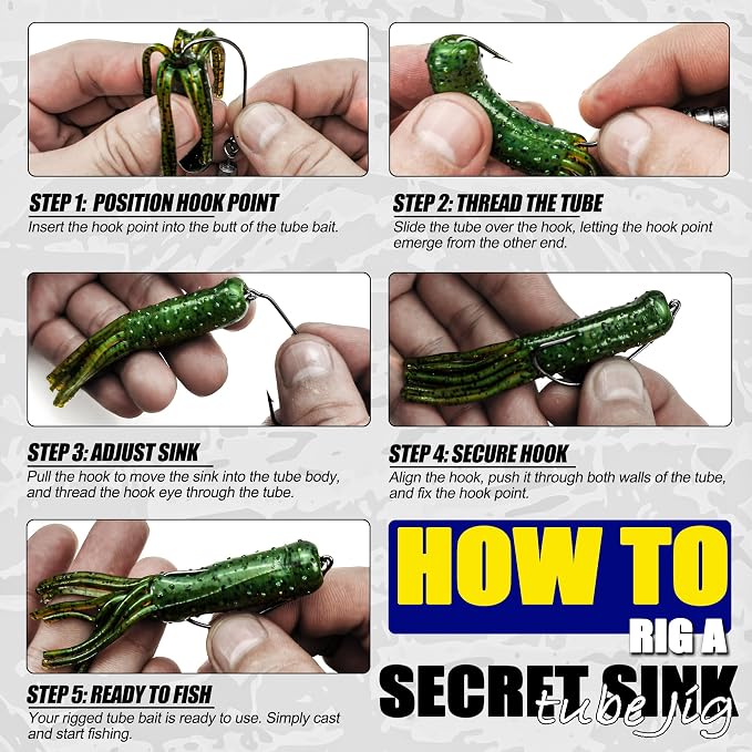 30/20/10 Pcs Tube Jig Heads for Bass Fishing, Tube Bait Worm Hooks rigs for Freshwater Saltwater, 5/16oz, 1/4oz, 3/16oz, 1/8oz