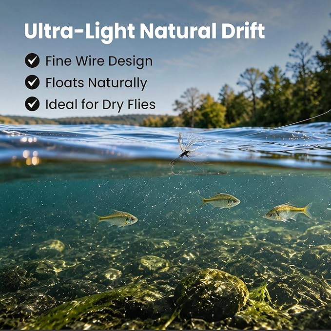 FishTrip Fly Fishing Hooks, 100pcs Dry Fly Hooks High Carbon Steel Barbed Fly Tying Hooks for Dry Flies, Nymphs, Caddis, Trout Salmon Panfish Fishing (#22-#12)