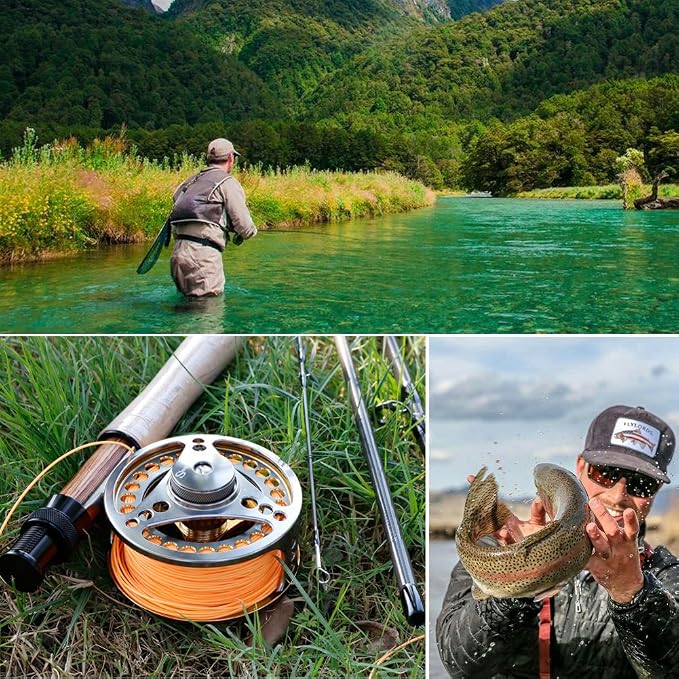 Sougayilang Fly Fishing Reel Large Arbor 2+1 BB with CNC-machined Aluminum Alloy Body and Spool in Fly Reel
