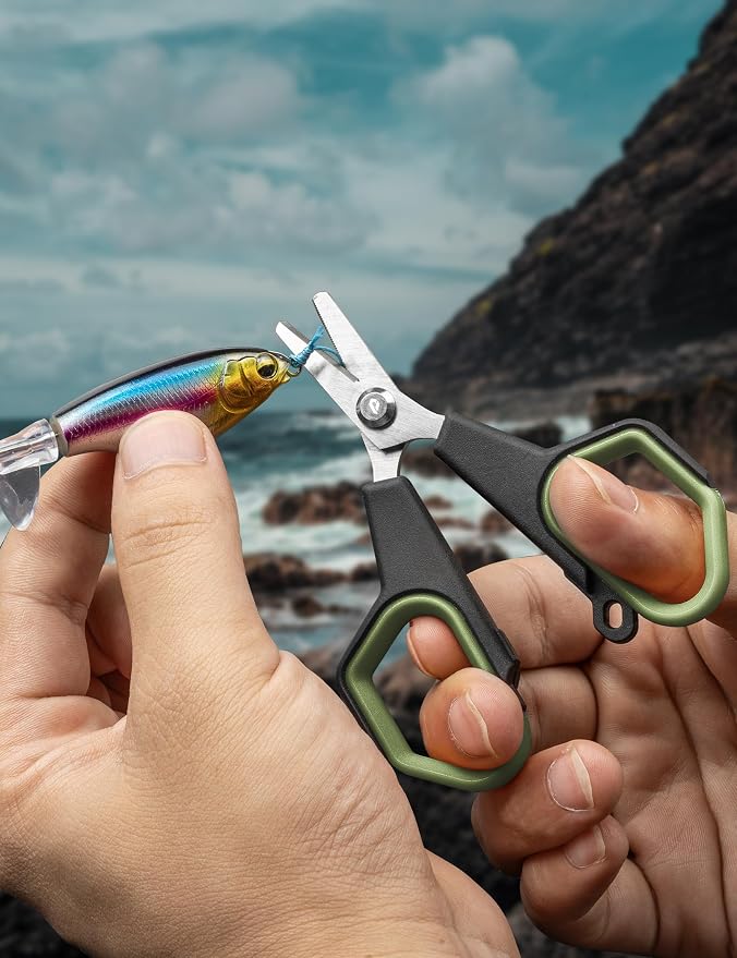 2pc Fishing Scissors,3.9" Stainless Steel Fishing Line Cutter for Fishing Braided Line,Non-Slip Grip Small Fishing Scissors for Saltwater
