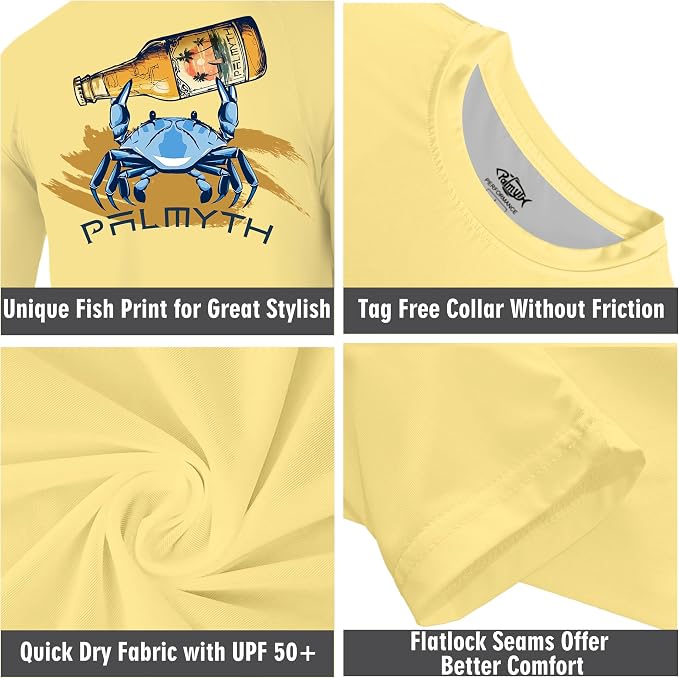 Palmyth Fishing Shirts for Men Long Sleeve UPF 50+ T Shirt Sun Protection Tee
