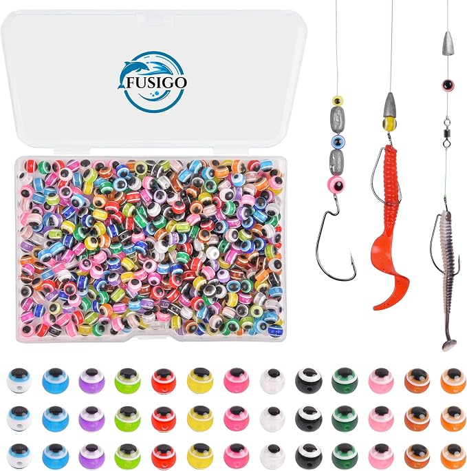 Fishing Beads Assortment Kit Hard Plastic Fishing Line Beads Bait Eggs for Texas Carolina Rigs Fish Rigs DIY Kit, 5mm 300pcs