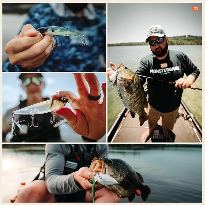 MONSTERBASS Mystery Fishing Tackle Box, Topwater Bass Fishing Lures Kit – 7 Premium Topwater Lures for Freshwater Anglers, Including Frog, Popper, Buzzbait, and More