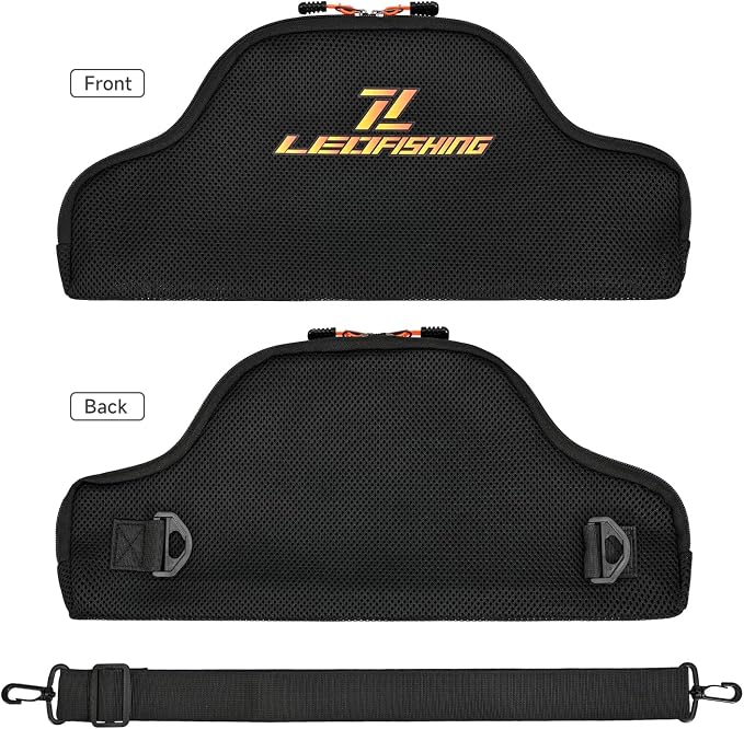 LEOFISHING Fishing Rod and Reel Combos Bag Portable Foldable Fishing Pole Case 45cm/17.7" for Short Telespoic Fishing Pole Store Up to 1-2 Fishing Rod with Reel Breathable Mesh Material