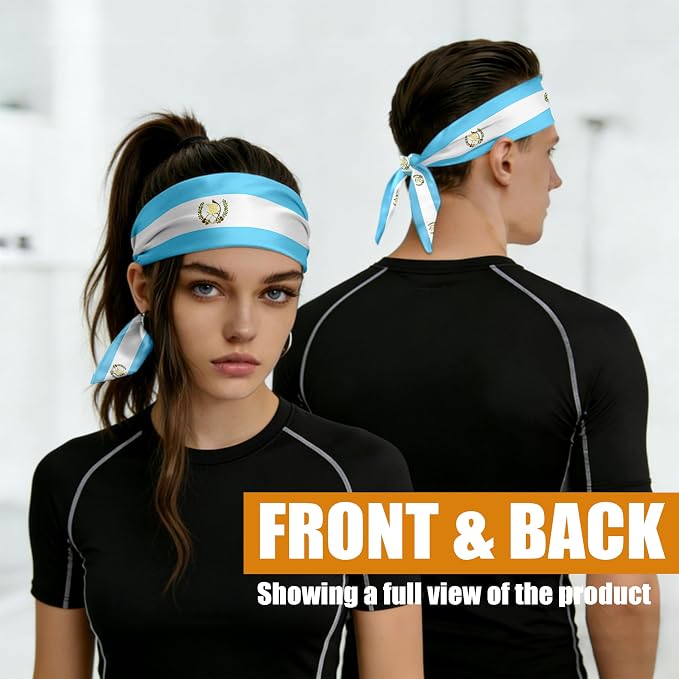 Flag Tie Headbands for Men Women, Moisture Wicking Sweatband Breathable Sports Headwrap, Non-Slip Stretchy Adjustable Fitness Hair Band