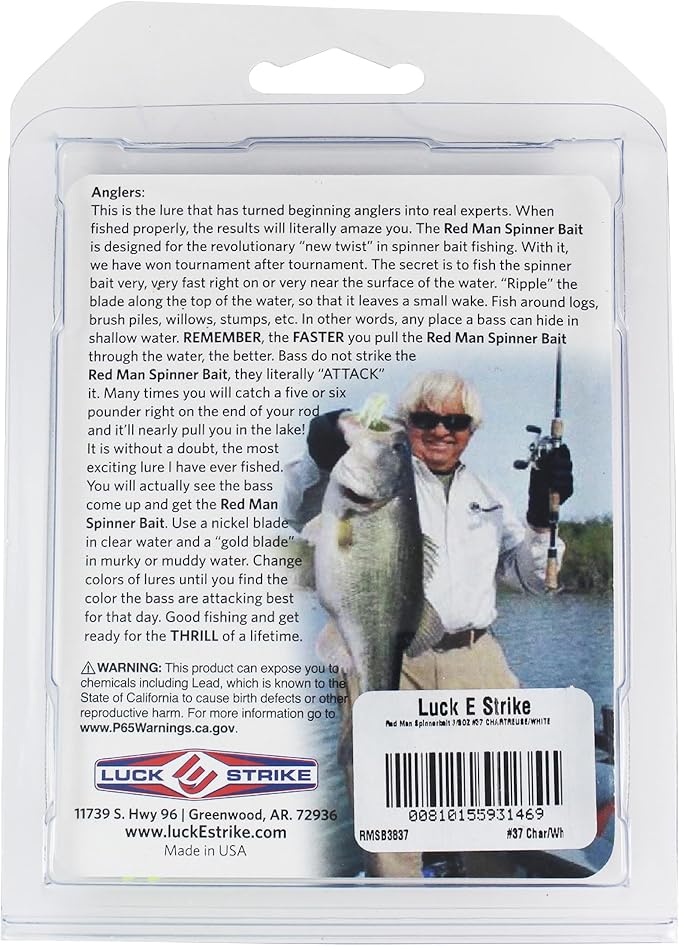 Luck E Strike Redman Spinner Bait by Jimmy Houston, 3/8 Ounce Colorado Spinnerbait