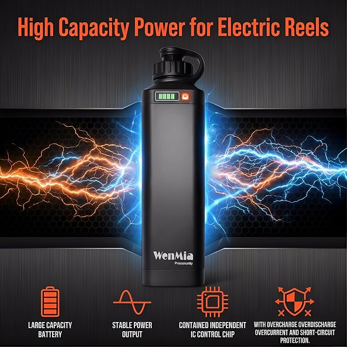 14.8V Super Mini Electric Fishing Reel Battery IP68 Waterproof Aerospace Aluminum Body Compatible for Daiwa and Portable Design