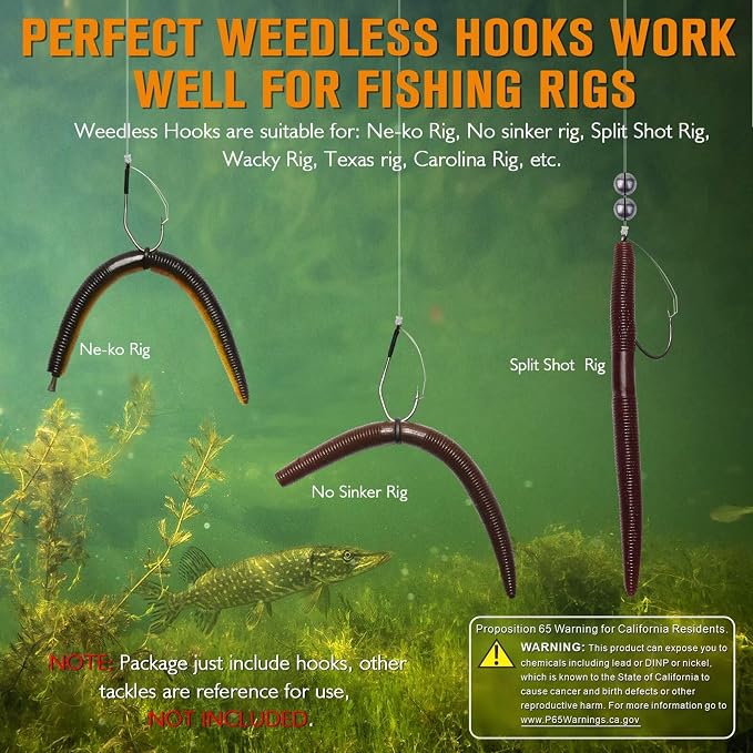 Dovesun Weedless Worm Hooks Wacky Rig Hooks Texas Rig Hooks 30PCS Professional V Bass Fishing Hooks for Freshwater Saltwater 1/0 2/0 3/0