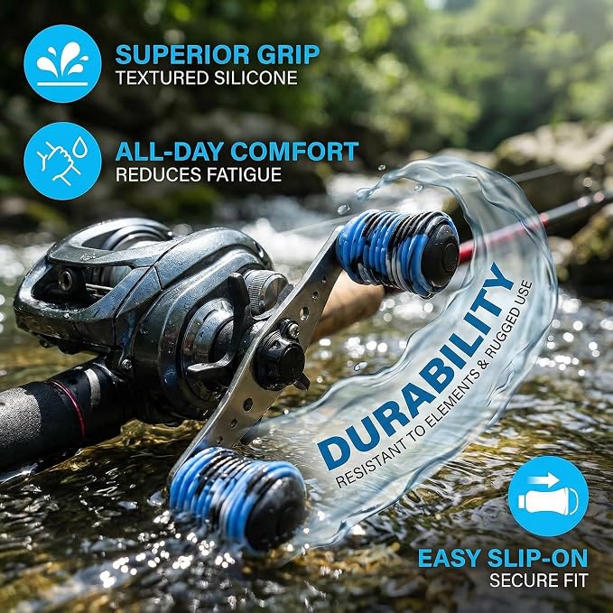 9Pack Rubber Fishing Reel Handle Grip Sleeve Non-Slip Baitcaster Knob Covers for Casting or Spinning Reel Customizable Handle Cover Tape Baitcasting Baitcaster Handle Grip