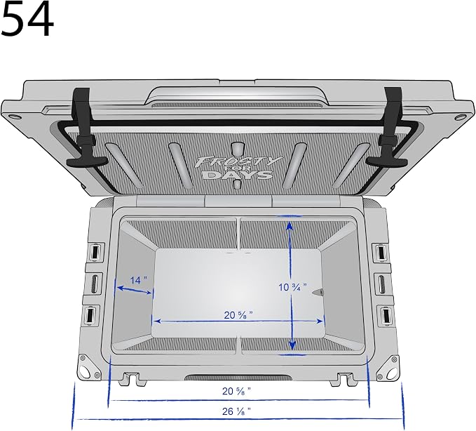 Frosted Frog 54 Qt Hard Cooler, Lightweight Made in USA Insulated Ice Chest | 30% lighter than rotomolded coolers; 54-quart hardside for camping, fishing, boating, beach, BBQ, tailgating & drinks