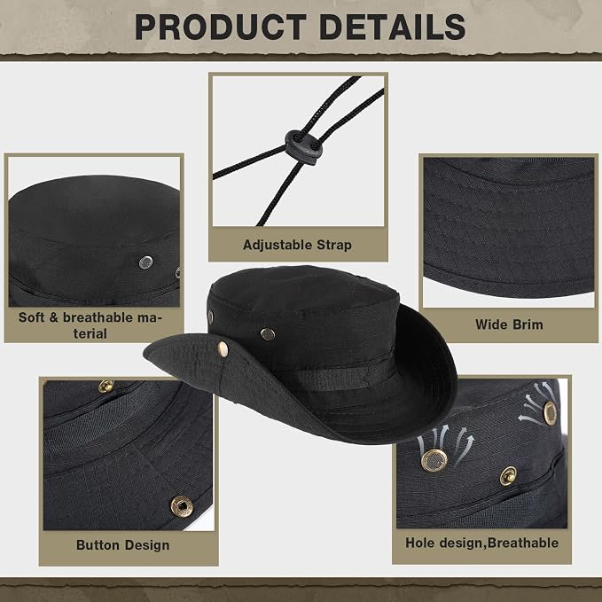 Xtinmee 20 Pcs Boonie Hat Bulk Wide Brim Bucket Hat Safari Hats Outdoor Sun Hats for Hiking Camping with Adjustable Strap