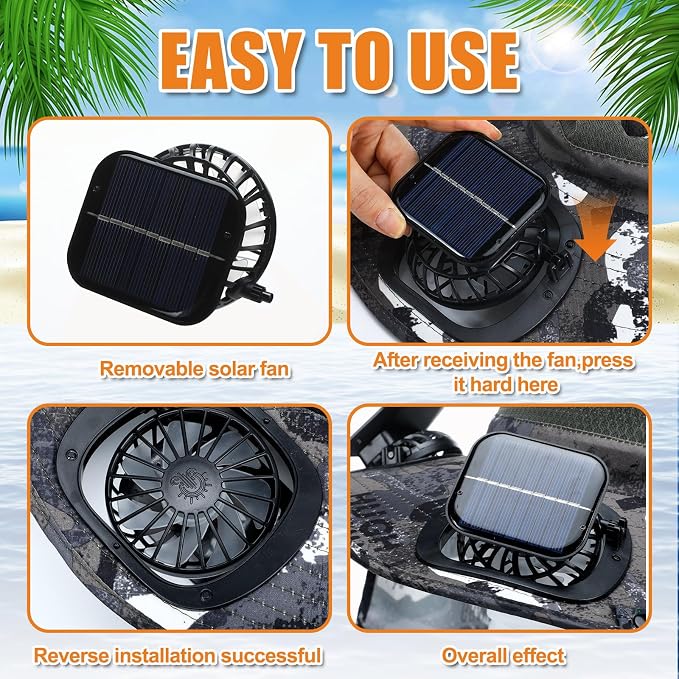 Chuarry Wide Brim Sun Hat with 2 Solar Fans and Neck Flap Outdoor Solar Powered USB Charging Bucket Fishing Hat for Men Women