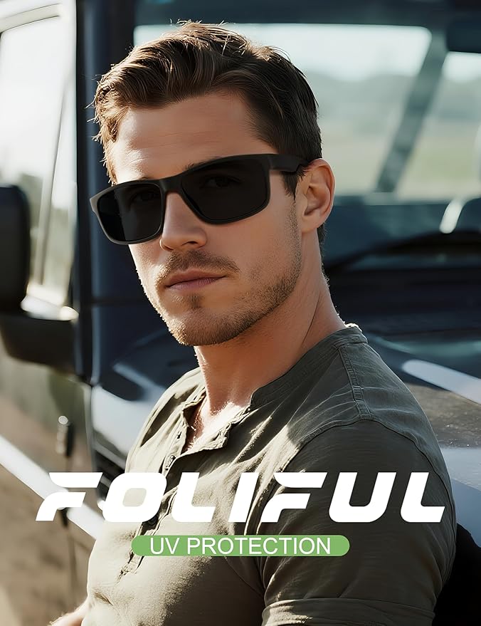 Square Polarized Sunglasses for Men and Women, Mens Sunglasses UV Protection with Lightweight Frame Sun Glasses