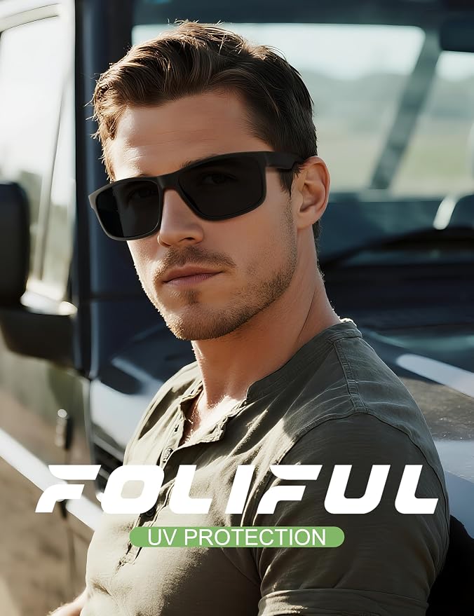 Square Polarized Sunglasses for Men and Women, Mens Sunglasses UV Protection with Lightweight Frame Sun Glasses