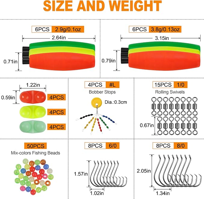Catfishing Tackle Making Kit Catfish Rig Accessories, 110/148pcs Santee Rig Catfishing Tackle with Catfish Floats Catfish Rattles Peg Floats Hooks Swivels Sinker Slides Catfishing Equipment