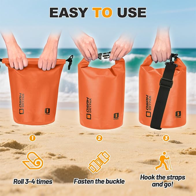 Waterproof Dry Bag, 5L/10L/20L/30L/40L Roll Top Lightweight Storage Backpack with Phone Case for Women & Men, Floating Waterproof Sack for Travel, Swimming, Kayaking, Paddle Board, Camping & Beach