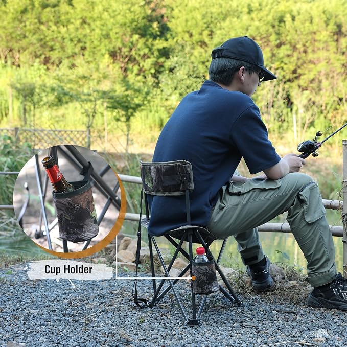 REDCAMP Tripod Hunting Chair for Blinds, Folding Lightweight Portable Fishing Chair for Adults Hunting Stools with Backrest, Golf Chairs for Spectators, Camo