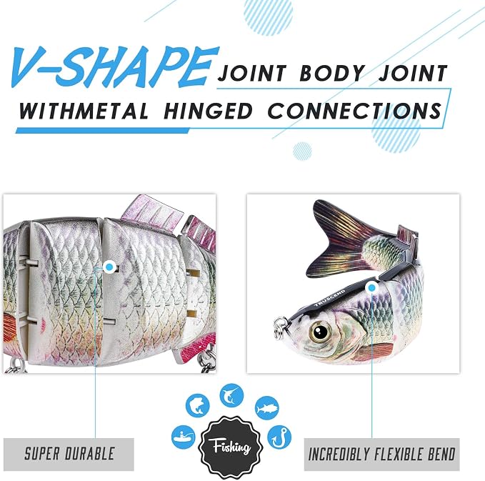TRUSCEND Swimmax Easy Catch Fishing Lures with BKK Hooks, Wiggling, Vibrating, Rattling and Gurgling for More Bite, Heavy-Duty Dyneema Fiber Jointed Swimbaits for Bass, Trout, Walleye, Crappie, Pike