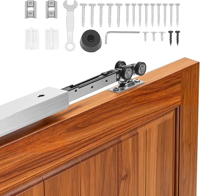 VEVOR Sliding Pocket Door Hardware Track Kit, 56.73" Pocket Door Track Kit with Soft Close Mechanism for Smooth and Quiet Sliding, Easy to Install, for 1" to 1 3/4" Thickness 30" Width Single Door