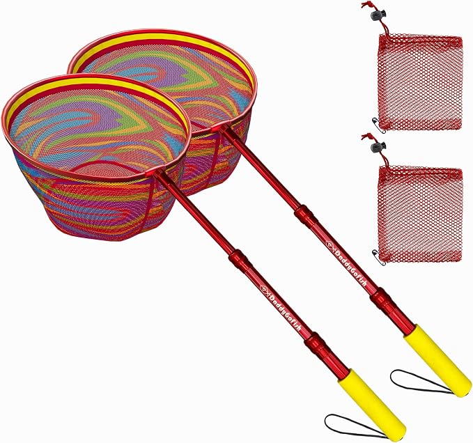 DaddyGoFish Kids Fishing Net - Extendable Telescopic Landing Net for Boy Girl Children Catching Small Fish Crab Shrimp Minnow Dragonfly Beach Pier Lake River Ocean