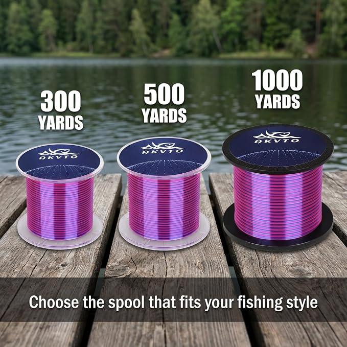 Colored Monofilament Fishing Line, Red Blue Two-Tone, 300/500/1000yds, 10-35lb Test, High Contrast Bite Detection, Abrasion Resistant Low Memory for Freshwater Saltwater