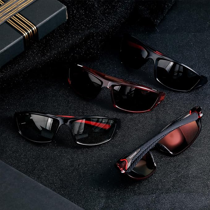 TOODOO 4 Pairs Men Polarized Sunglasses with UV Protection Driving Glasses Sports for Sport Outdoor Activities